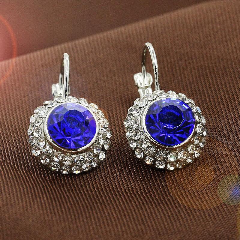 Round Fashion Jewelry Wedding Women Party Crystal Artificial Stone Drop Earrings (2U81)