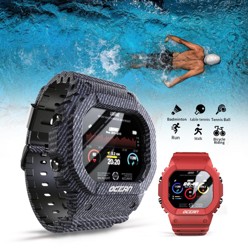 Ocean Smart Watch - Men Fitness Tracker Blood Pressure Message Push Heart Rate Monitor Clock (D84)(RW)