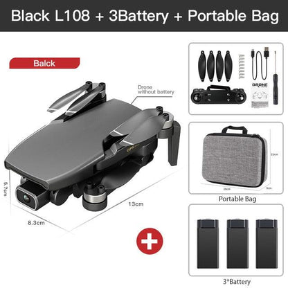 Great Mini Drone GPS L108 4K HD 5G WiFi Brushless Motor FPV Dron flying 25 Minutes distance RC 1km RC Quadcopter VS EX5 (MC2)(1U54)(1U46)