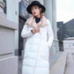 Women Double Sided Down Long Jacket - Winter Turtleneck White Duck Down Coat - Double Breasted Warm Snow Outwear (TB8A)