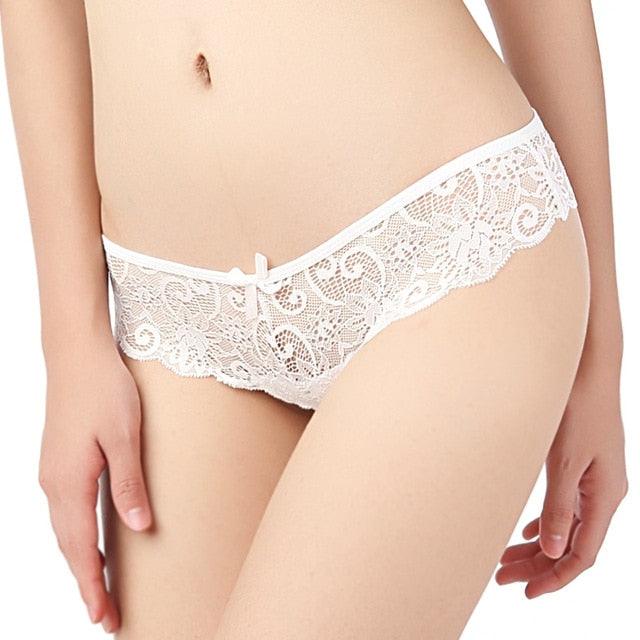 Ladies Lace Hollow Low Waist Panties - Solid Color Sexy Underwear Thong (1U28)(1U29)