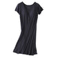 Chic Women's Nightdress With Chest Pad - No Rims Vest Comfort Mid Long - Short Sleeve Nightdress (2U90)