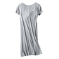Chic Women's Nightdress With Chest Pad - No Rims Vest Comfort Mid Long - Short Sleeve Nightdress (2U90)