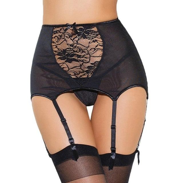 Sexy Ladies Suit - Wild Hollow High Waist - Silk Yarn Stitching Garter + Bottom Pants (1U28)(1U29)