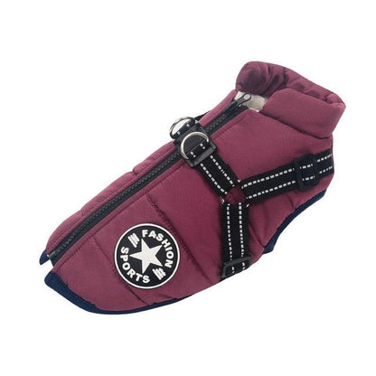 Large Pet Dog Jacket With Harness Winter Warm Dog Clothes- For Labrador Waterproof Big Dog Coat (W1)(F69)