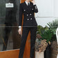 Large Size S-4XL Women's Suits - Autumn New Professional Full Sleeve Striped 'Office Pants Suit - Two Piece Set (D20)(TB5)