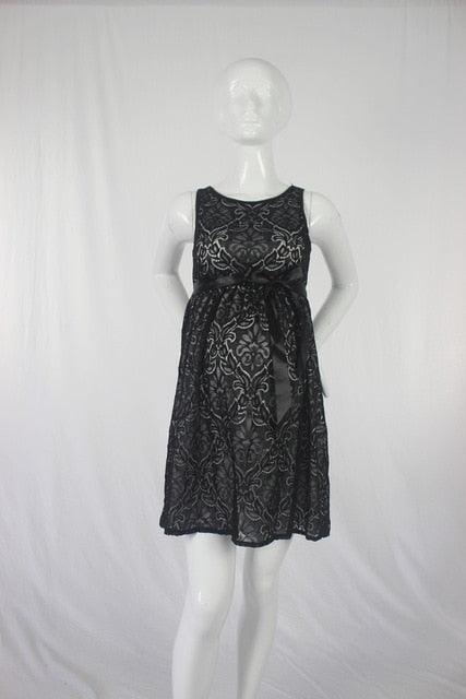 Summer Casual Maternity Lace Dress - High Waist Sleeveless Ribbon - Pregnancy Dress (D5)(Z7)(Z9)(2Z1)(7Z1)
