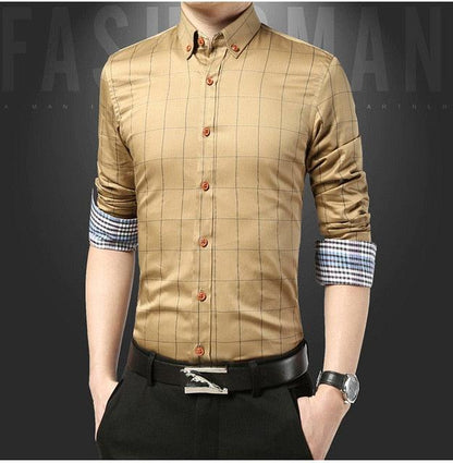 Great Casual Social Formal Shirt - Men Long Sleeve Slim Office Shirt (TM1)(T2G)
