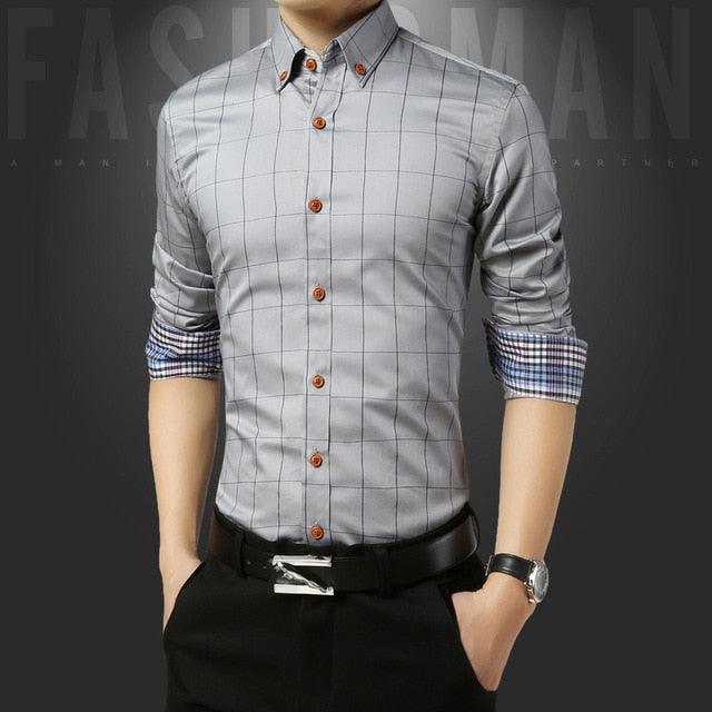 Great Casual Social Formal Shirt - Men Long Sleeve Slim Office Shirt (TM1)(T2G)