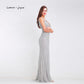 Gorgeous Formal Gray Evening Long Dresses - Sexy Deep V-Neck - Backless Elegant Long Party Prom Gowns - Plus Size (D18)(WSO5)(WSO3)