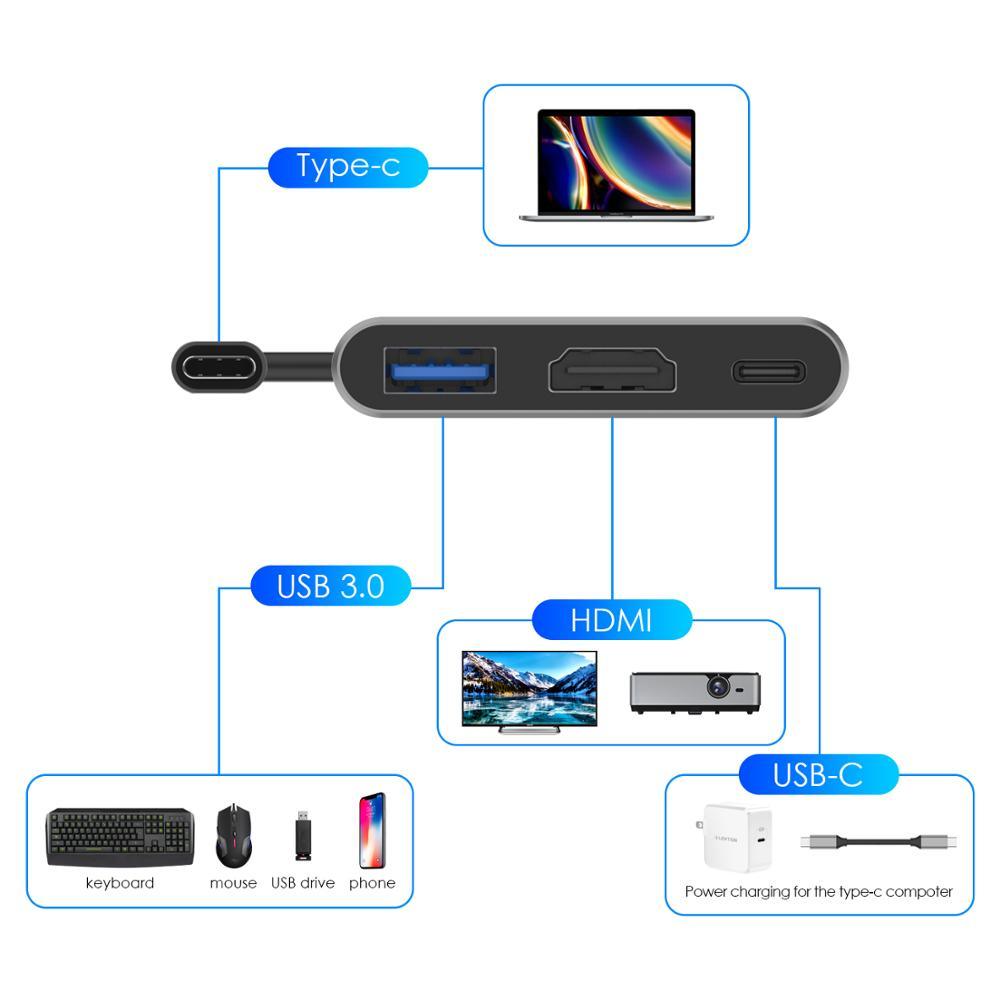 USB C HUB to HDMI for Macbook Pro/Air Thunderbolt 3 USB Type C Dock Adapter support Samsung Dex mode with PD USB 3.0 (D52)(CA2)(1U52)