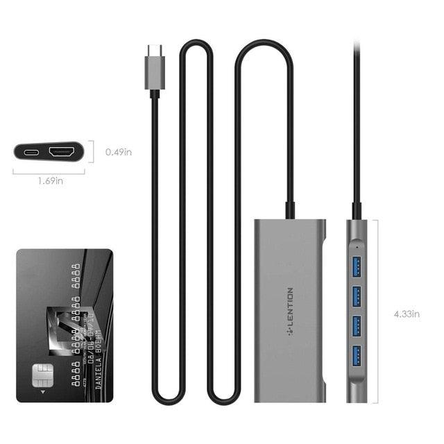 Long Cable USB C Multiport Hub with 4K HDMI, 4 USB 3.0, Type C Charging Adapter for MacBook Pro 13/15 (Thunderbolt 3 )(CA2)(1U52)