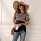 Nice Leopard T-shirt - Women Patchwork Top Summer Short Sleeve Top - New Tie Tops (3U19)