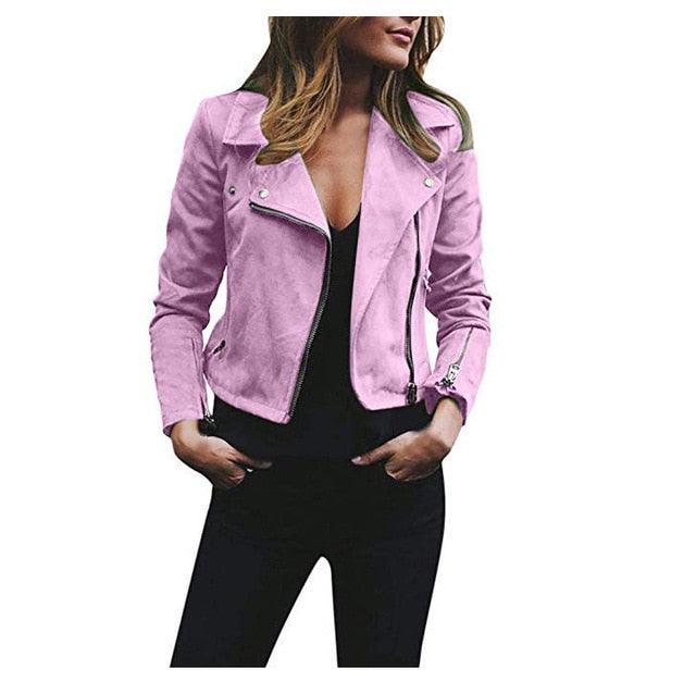 Amazing Winter Women Jacket Coats - Ladies Zipper Pocket Bomber Jacket - Long Sleeve Slim Outwear (2U23)