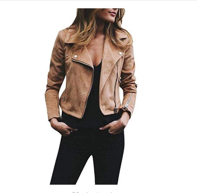 Amazing Winter Women Jacket Coats - Ladies Zipper Pocket Bomber Jacket - Long Sleeve Slim Outwear (2U23)