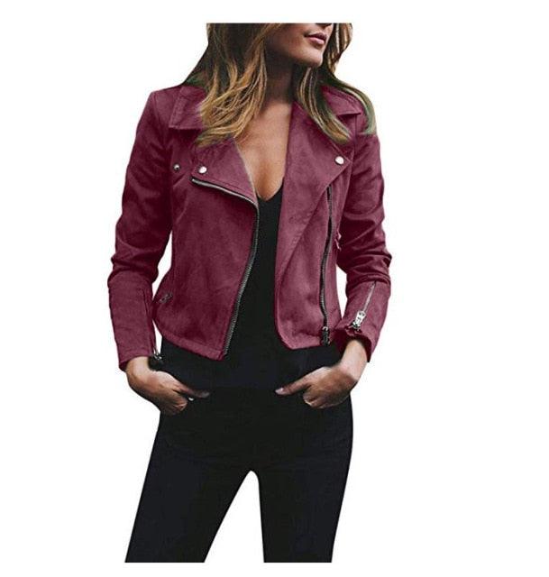 Amazing Winter Women Jacket Coats - Ladies Zipper Pocket Bomber Jacket - Long Sleeve Slim Outwear (2U23)