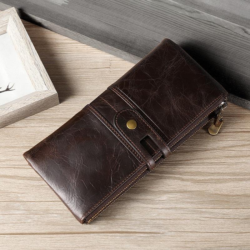 Light Luxury Cowhide Leather Long Wallet - Anti-Theft Credit Card Money Holder (1U79)