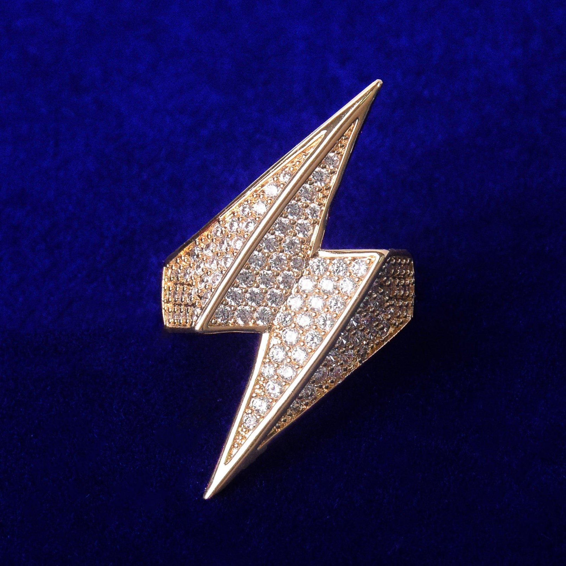 Lightning Shaped Men's Ring - Gold Color Charm Cubic Zirconia Fashion Ring (2U83)