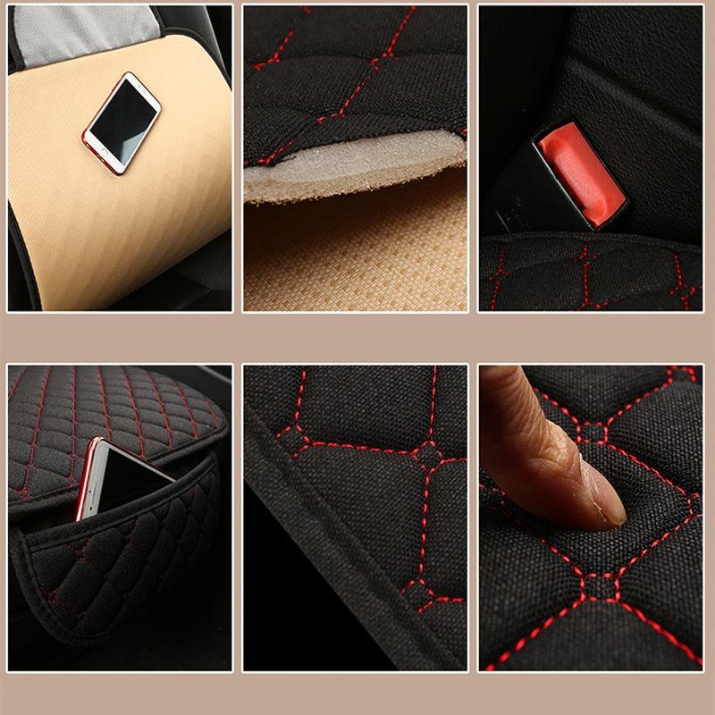 Trending Linen Car Seat Cover - Protector Linen Front And Back Seat - Cushion Pad Accessories - Suitable For All Model (7WH1)