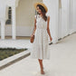 Beautiful Long Dress - Women Polk Dot Midi Dresses - Ladies Elegant Lacing Up Bow Tie - Casual Summer Clothes (BWM)(WS06)