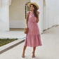 Beautiful Long Dress - Women Polk Dot Midi Dresses - Ladies Elegant Lacing Up Bow Tie - Casual Summer Clothes (BWM)(WS06)