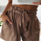 Trending Soft Casual Cotton Lady's Shorts - Women Summer Solid Color High Waist Ruffle Shorts (TBL2)
