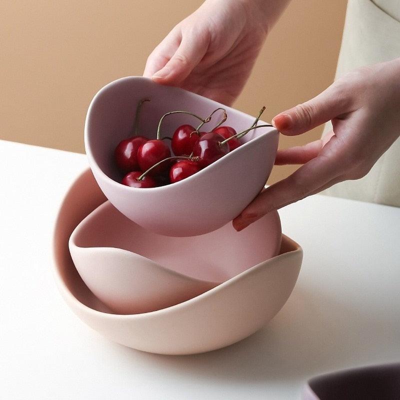 Lotus Ceramic Bowl Dishes And Plates Sets - Creative Fruit Plate Simple Zen Decor Storage (AK7)(F61)
