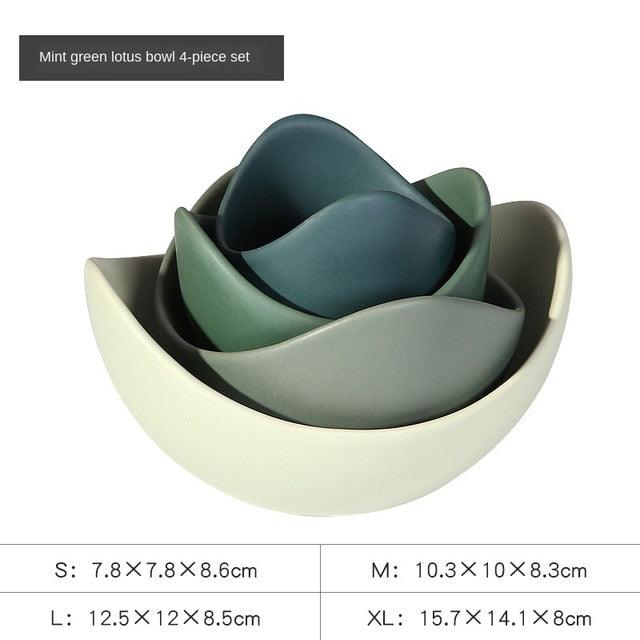 Lotus Ceramic Bowl Dishes And Plates Sets - Creative Fruit Plate Simple Zen Decor Storage (AK7)(F61)
