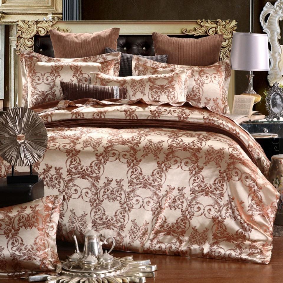 Luxury 2/3pcs Bedding Set Satin Jacquard Duvet Cover Sets 1 Quilt Cover + 1/2 Pillowcases (7BM)(8BM)(F63)