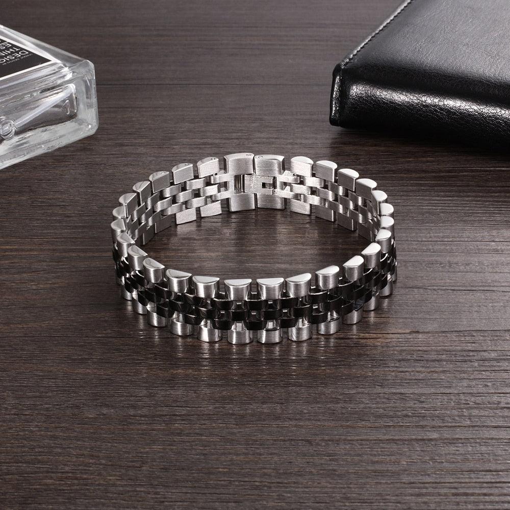 Luxury Gold Color Stainless Steel Bracelet 200mm Wristband - Men Jewelry Bracelets (2U83)