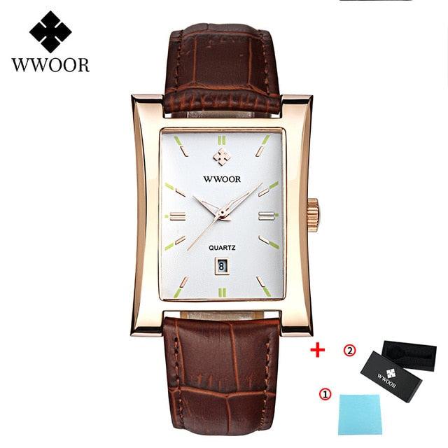 Luxury Men's Square Watches - Leather Waterproof Date Wristwatch (2MA1)(F84)