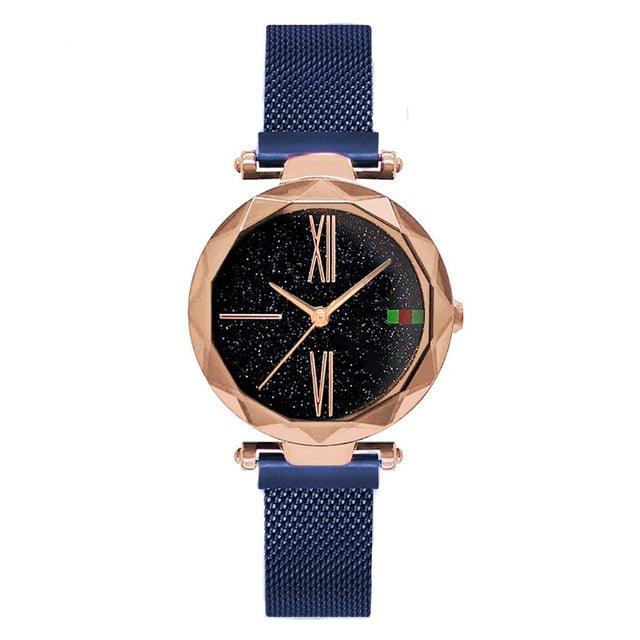 Luxury Rose Gold Women Watches - Starry Sky Magnet Buckle Fashion Casual Watch (D82)(9WH1)(9WH3)