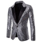 Luxury Royal Glitter Blazer Jacket - Men Flower Lapel 2 Color Conversion Blazers (T2M)(CC5)