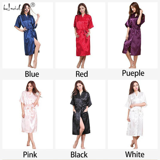 Luxury Women's Sleepwear Robe - Women Silk Satin Kimono Robes (ZP4)