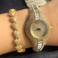 Gorgeous Luxury Watches - Women Rhinestone Wrist Watch - Pave Cubic Zirconia Bracelet Set (D81)(D82)(1JW)(9WH3)