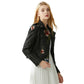 Gorgeous Leather Jacket - Women Embroidery Floral Faux Leather Jacket (D23)(TB8B)