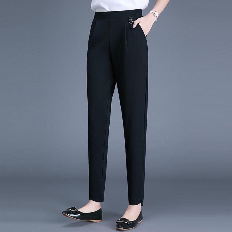 Great Large Size Women Office Work Pants - Formal Suit Trousers -Striped Pants (BP)(F25)