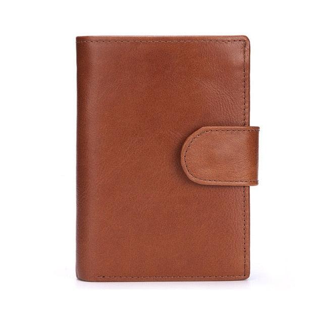 Men Wallet Oil Wax Cowhide Genuine Leather Wallets - Coin Clutch Short Wallet 13.5cm (D17)(MA5)