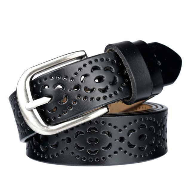 Great Ladies Belt - Leather Casual Wild Hollow Belt - Fashion Pin Buckle Belt (D44)(4WH1)