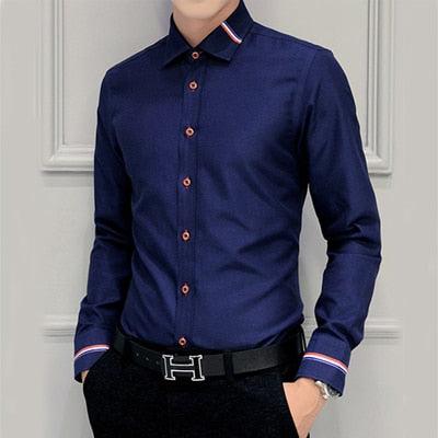 Amazing Spring Long Sleeve Dress Shirts - Men Fashion Oxford Slim Fit Shirt (D8)(D10)(TM1)(T2G)