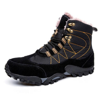 Winter Warm Fur Snow Boots - Men Adult Fashion Cow Suede Walking Work Safety Ankle Footwear (D13)(MSB4)