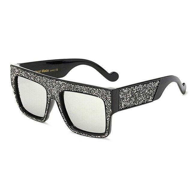 Luxury Rhinestones Cool Driving Sunglasses - New Fashion Square Glasses (D44)(5WH1)