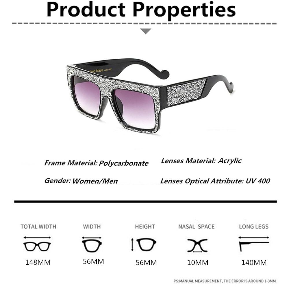 Luxury Rhinestones Cool Driving Sunglasses - New Fashion Square Glasses (D44)(5WH1)