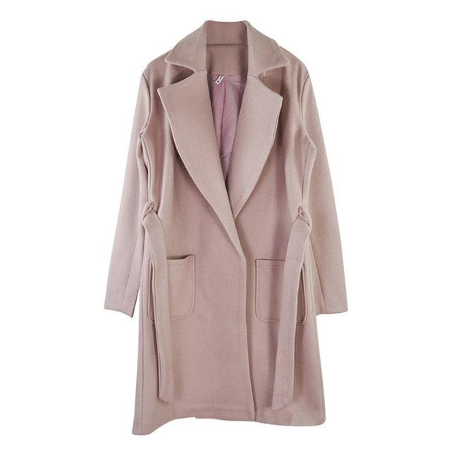 Cute Women's Coats - Pockets Belted Jackets - Solid Color Outerwear (TB8A)(TB8B)(TP3)(F20)(F23)