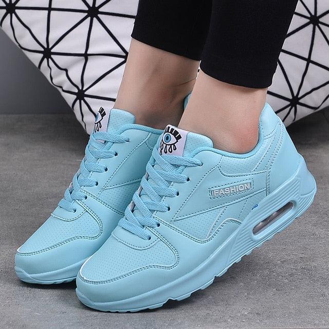 Fashion Women Casual Shoes - Leather Platform Sneakers - Ladies Light Weight Trainers (D41)(BWS7)