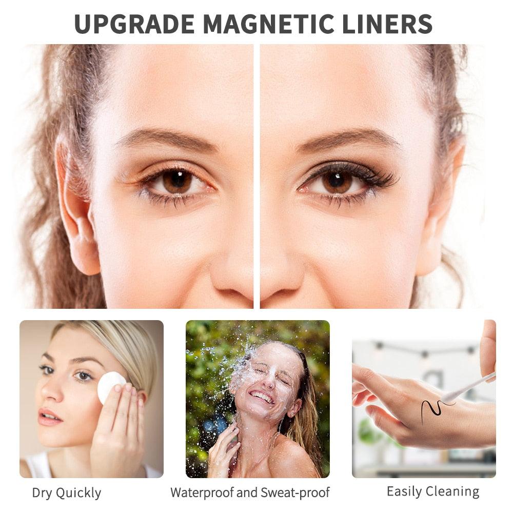 Magnetic Eyelashes and Eyelashes Kit Include 5 Pairs Reusable 3D Lashes 2 Waterproof Eyeliners (M2)(1U86)