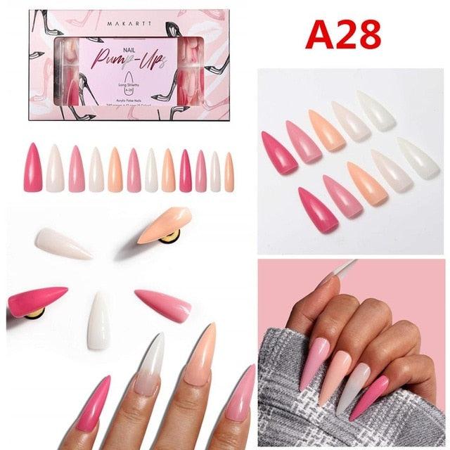 Acrylic Nail Kit Press On Nails Set 240pcs Long Coffin Ballerina Nail Tips Full Cover Gel Tips with Nail Glue Nail File (D85)(N3)(N2)(1U85)