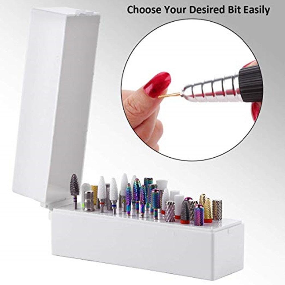 Nail Drill Bits Holder Stand Displayer Organizer Container 30 Holes Manicure Tools (N3)(F85)