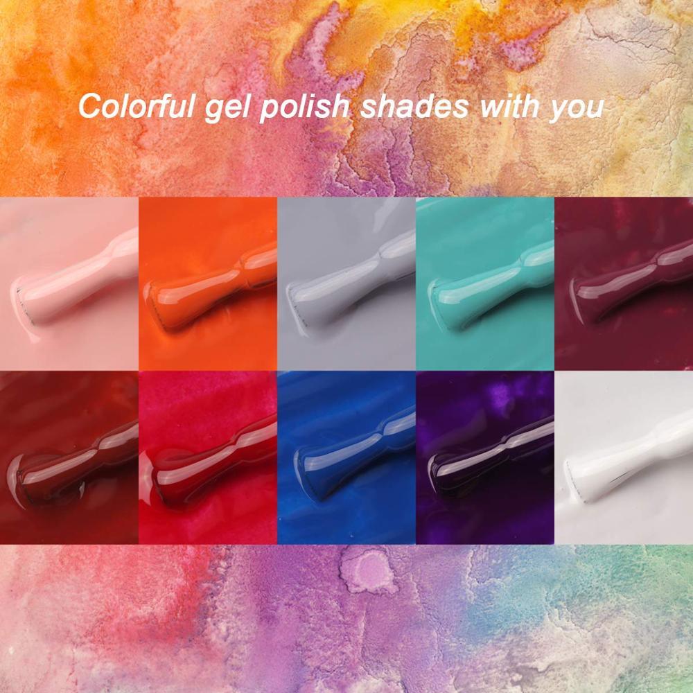 Nail Gel Polish Kit, Gel Polish Set Winter Fall Red White Green Purple Colors 8ML UV Gel Polish Base Coat Top Coat Gel (N1)(1U85)
