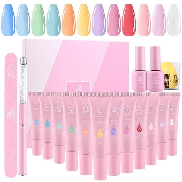 Poly Nail Building Gel Kit - Quick Poly Nail Extension Gel Clear Pink Nail Enhancement Builder Gel All-in-one French Nails(N1)(1U85)(F85)